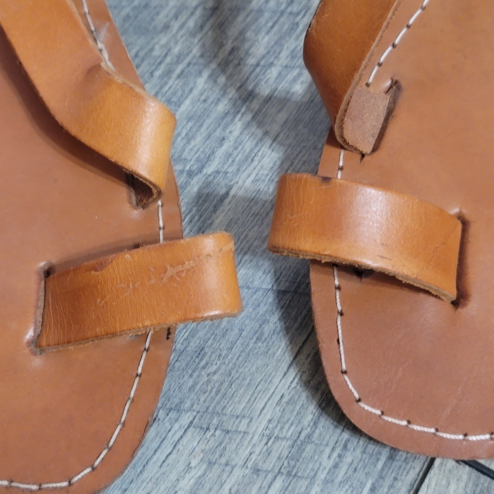 Ananias Handmade Greek Natural Leather Strappy Sandal Gladiator Roman Style Sz12 - Picture 5 of 8